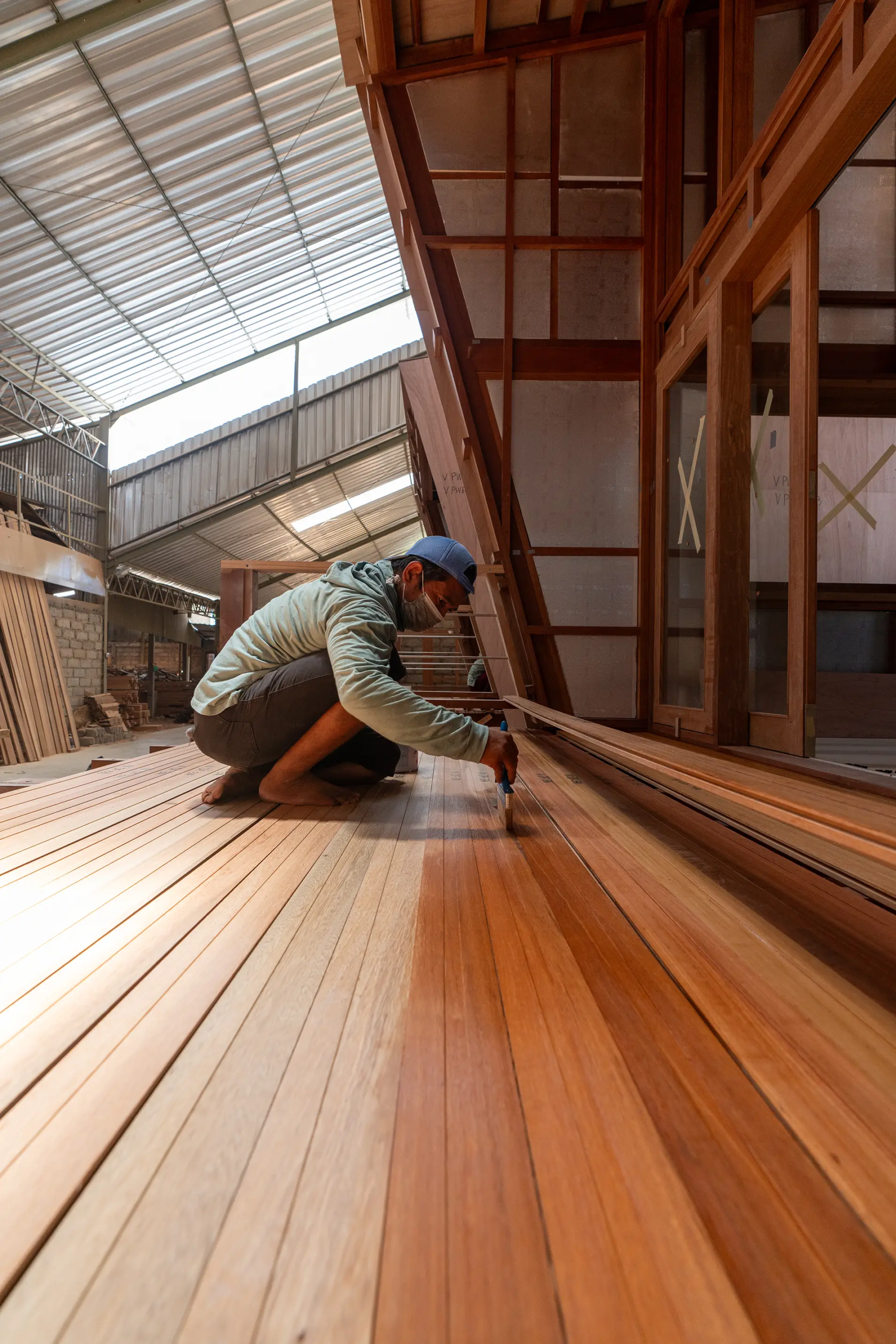 wood prefab factory Bali Exuberance Studio