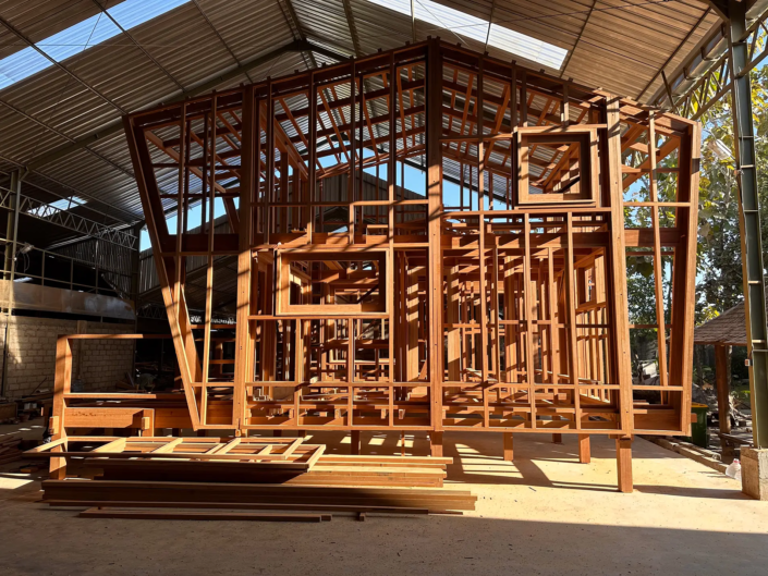 wood prefab factory Bali Exuberance Studio