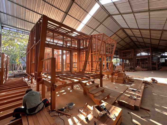 wood prefab factory Bali Exuberance Studio