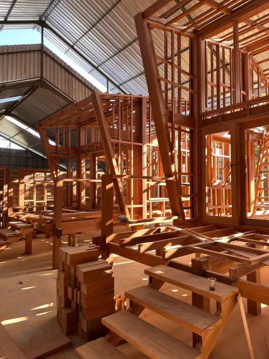 wood prefab factory Bali Exuberance Studio