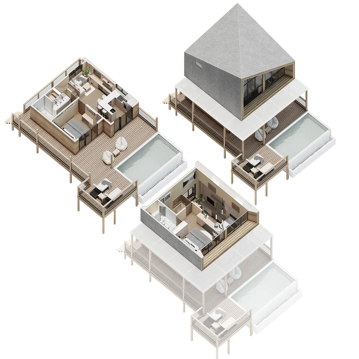 COTTAGE 65 WOOD PREFAB 3D floorplan
